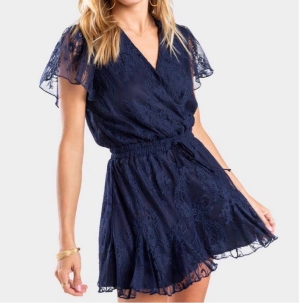 Francesca’s Trixxi Deep Blue Lace Romper 🆕